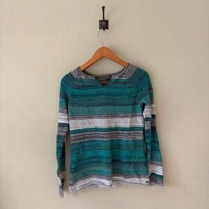 Eddie Bauer 100% Cotton Teal and Gray Knit Sweater